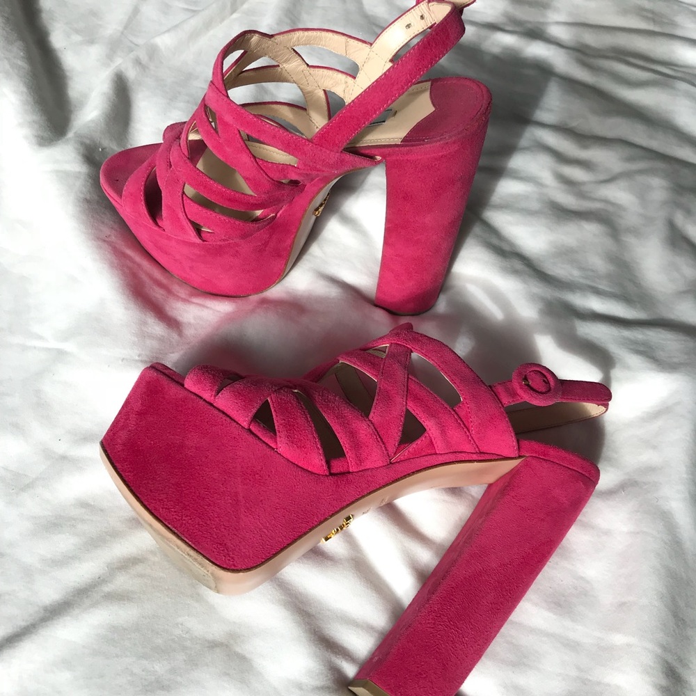 Prada HOT pink platform heels